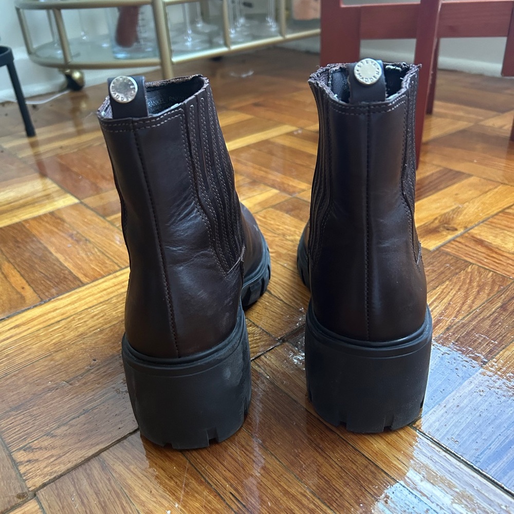 Steve Madden Brown Rankel Leather Lug Boots - Picture 6 of 14